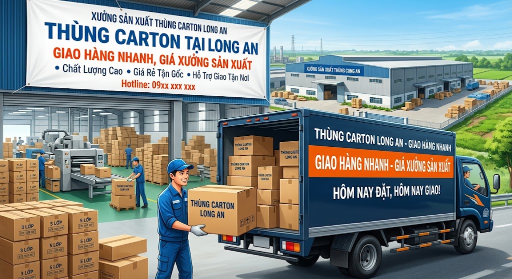 Thùng Carton Tại Long An — Giao Hàng Nhanh, Giá Xưởng Sản Xuất