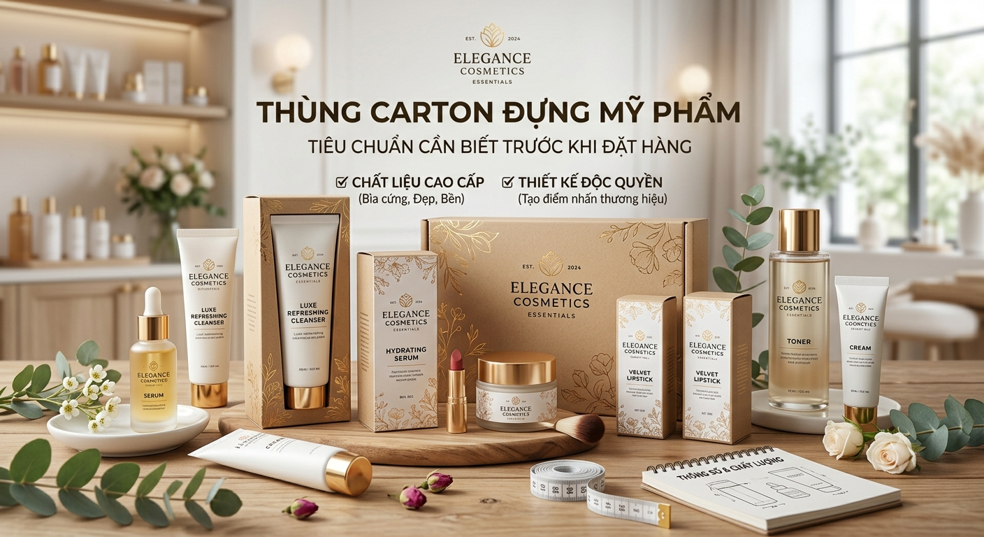 Thùng Carton Đựng Mỹ Phẩm — Tiêu Chuẩn Cần Biết Trước Khi Đặt Hàng