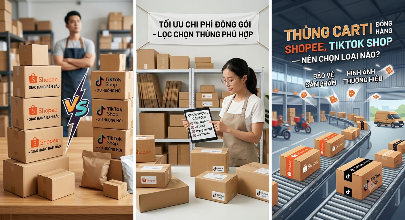 Thùng Carton Đóng Hàng Shopee, TikTok Shop — Nên Chọn Loại Nào?