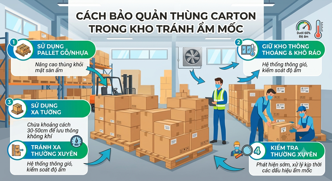 Cách Bảo Quản Thùng Carton Trong Kho Tránh Ẩm Mốc
