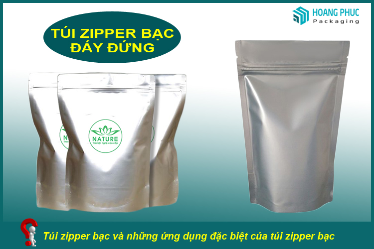 Túi zipper bạc đáy đứng