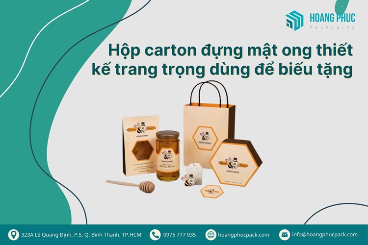 Hộp carton đựng mật để biếu tặng