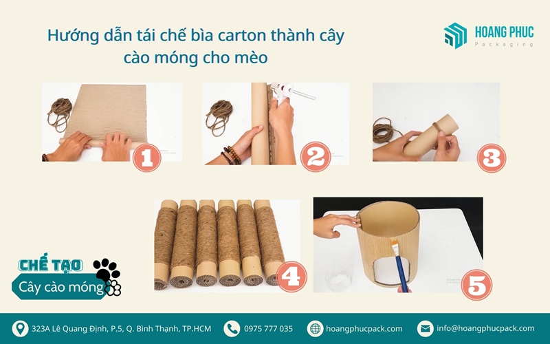 Hướng dẫn các bước tái chế bìa carton thành cây cào móng