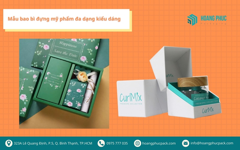 Mẫu bao bì đựng mỹ phẩm đa dạng kiểu dáng