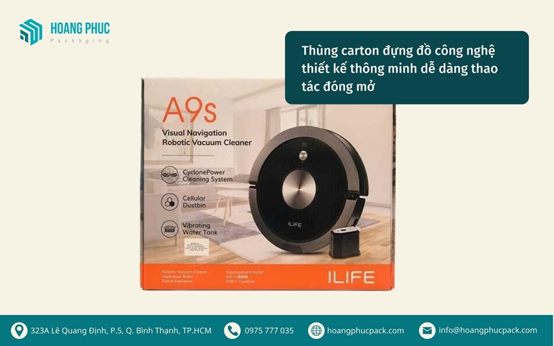 Thùng carton đừng đồ công nghệ thiết kế thông minh dễ dàng thao tác đóng mở