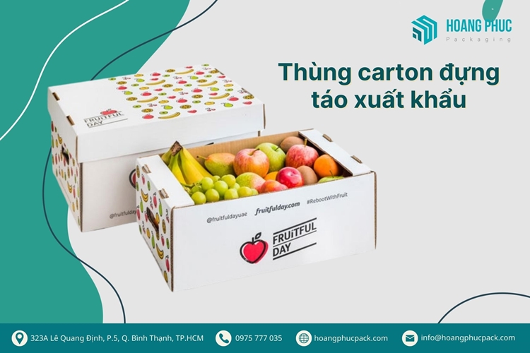 Thùng carton đựng táo xuất khẩu đẹp